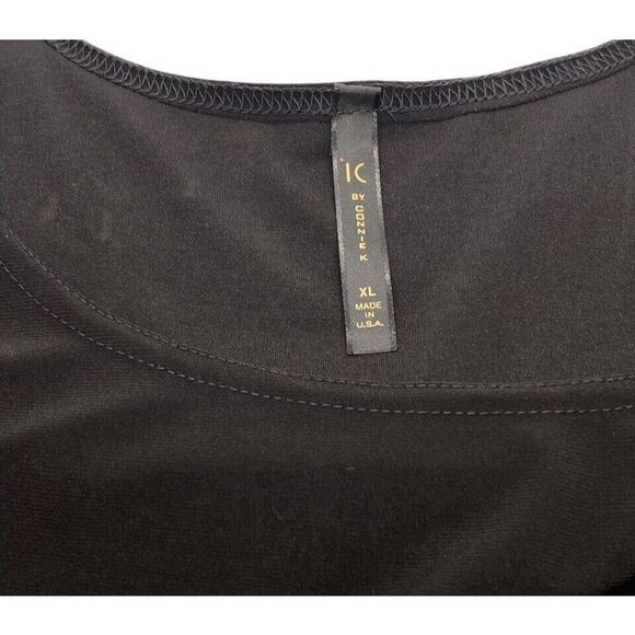 IC by Connie K Black Sleeveless Tank Top Shell Boxy Slinky Knit Slits Size XL - Picture 4 of 6